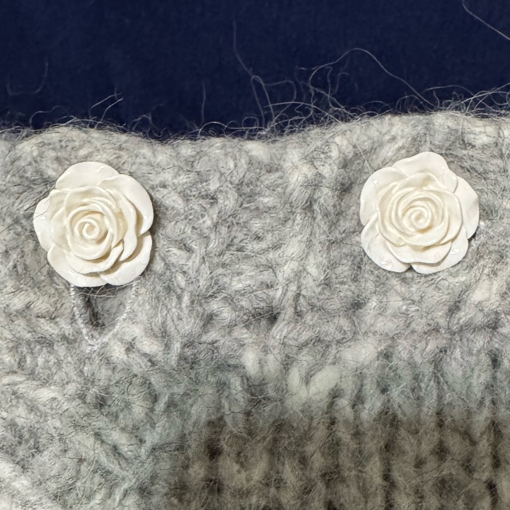 LoveShackFancy Rosie Pointelle Grey/GrayAlpaca Wool Pullover Sweater (S) - Picture 6 of 10